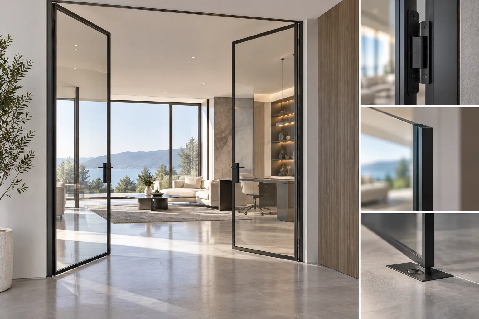 Ultra-Slim Minimalist Swing Glass Door Profile