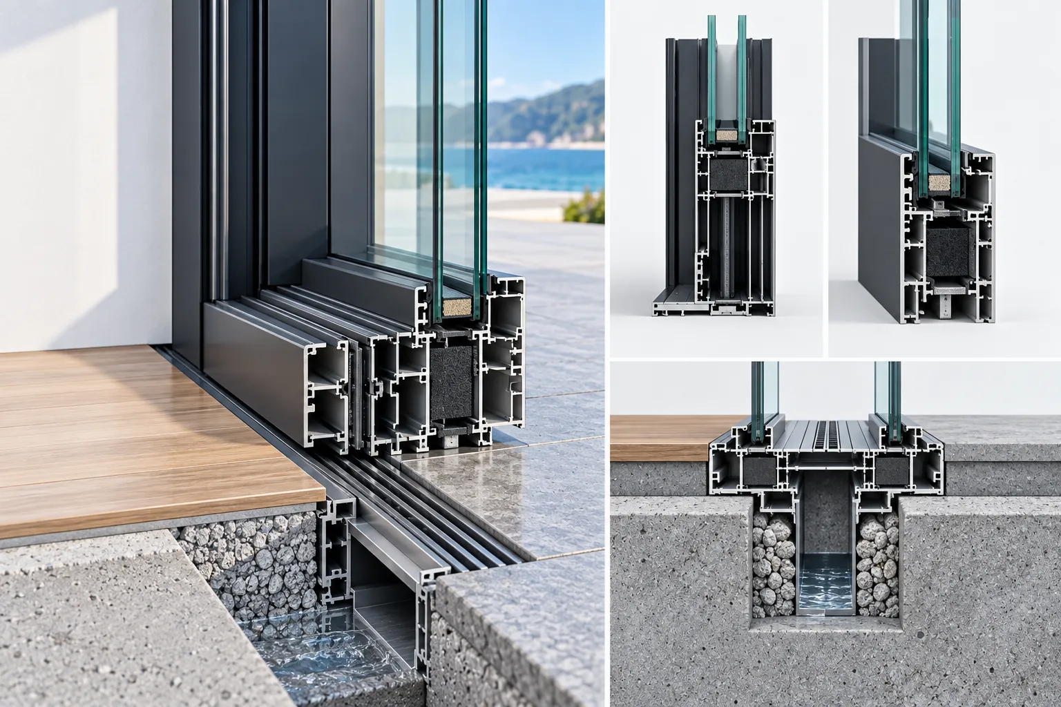 Custom Architectural Aluminum Pivot Door and Sliding System Details