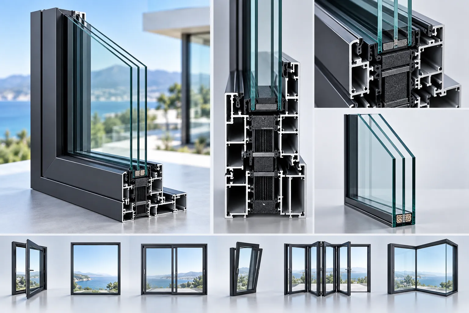 High-performance architectural aluminum thermal break windows for residential envelopes