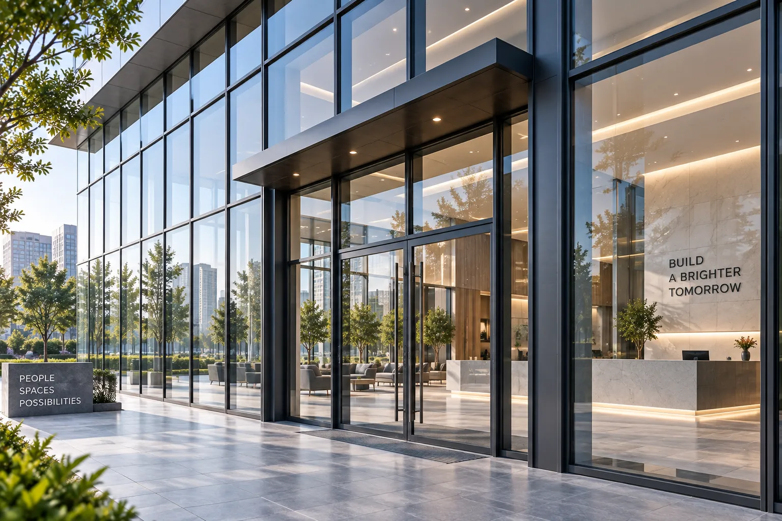 Commercial aluminum glazing systems and high-traffic storefront portals