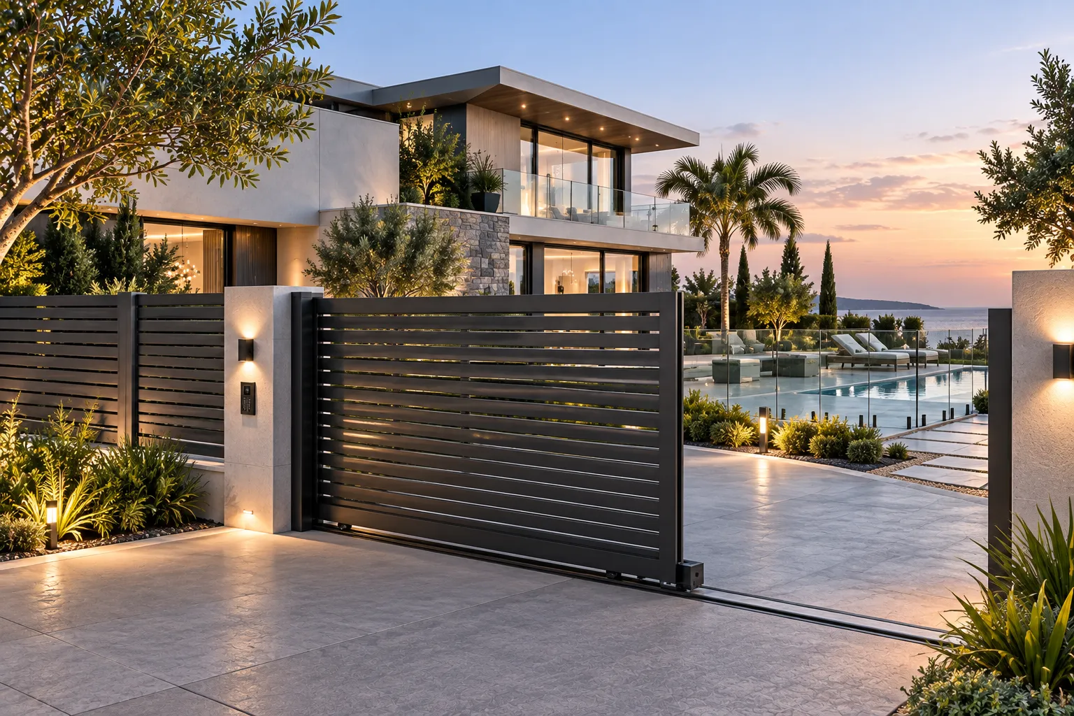 Private Gated Enclave architectural aluminum privacy fencing in Sydney, Australia