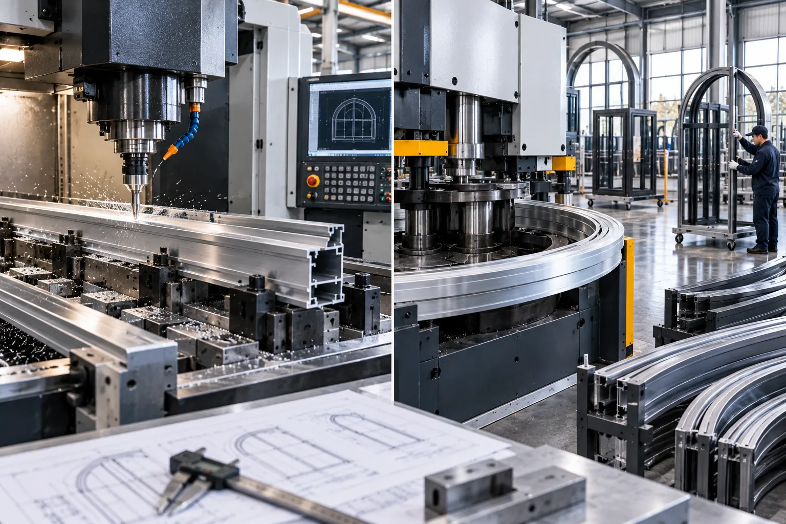 Hydraulic Stretch Bending and CNC Machining for Aluminum Profiles