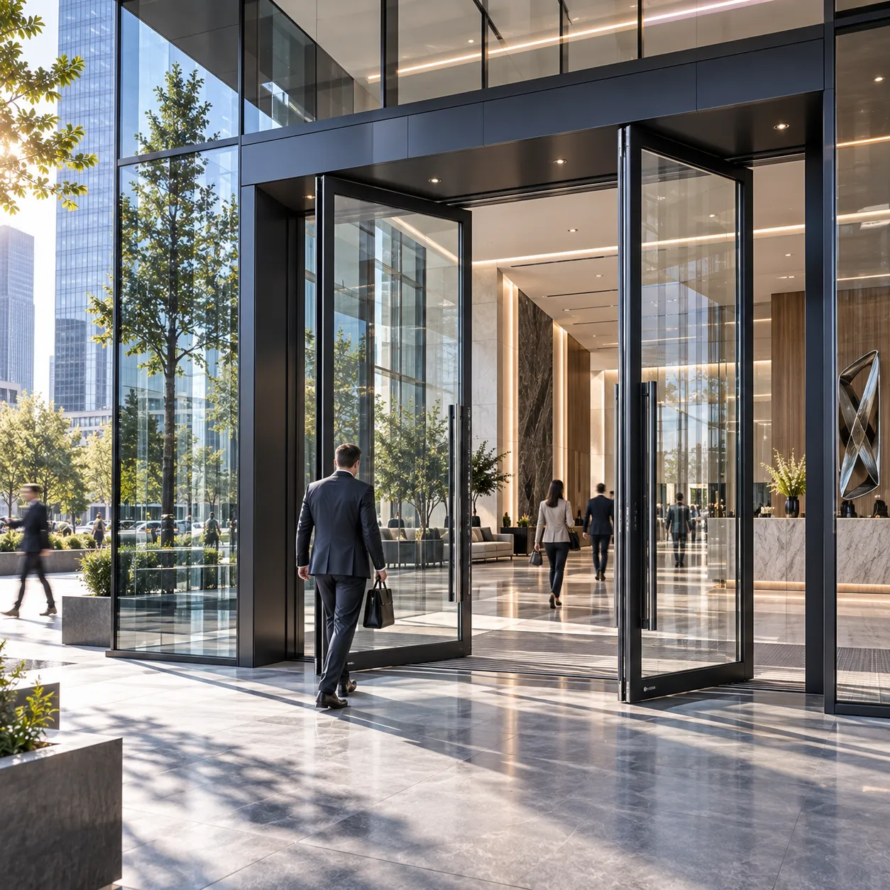 Metropolitan Commercial Hub heavy-duty pivot entrance systems in Dubai, UAE