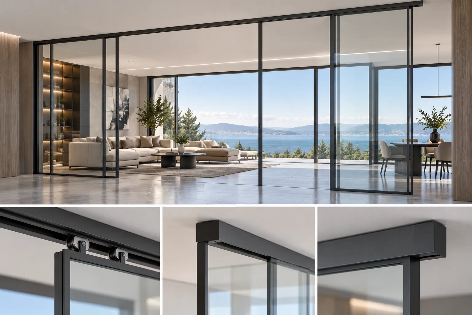 Ceiling-Hung Minimalist Interior Sliding Door System