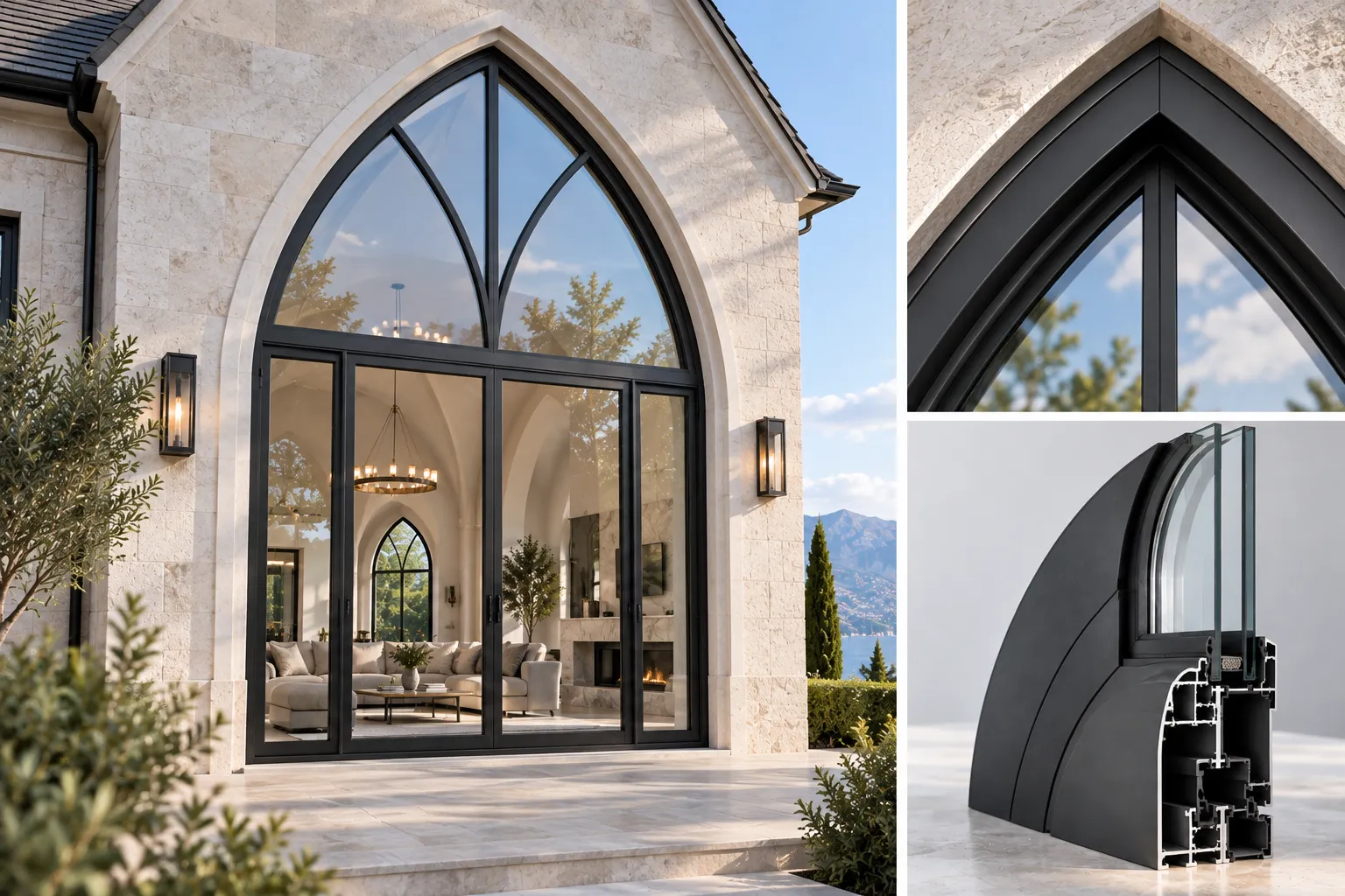 Gothic Pointed Arch Architectural Aluminum Profile
