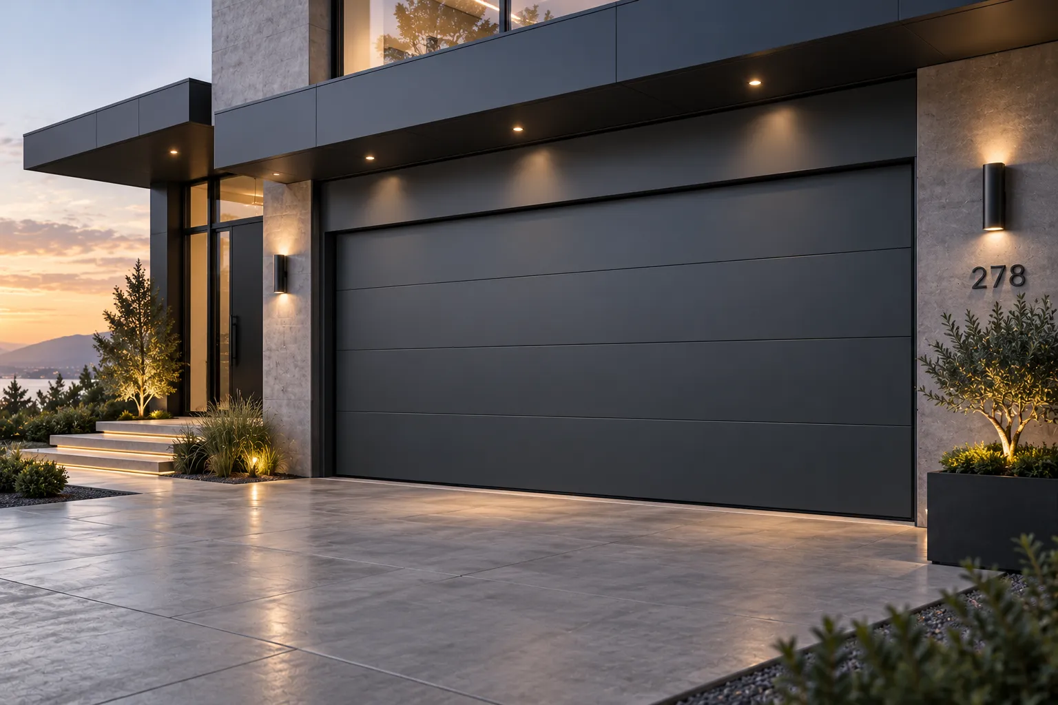Modern Flush Aluminum Panel Garage Door System