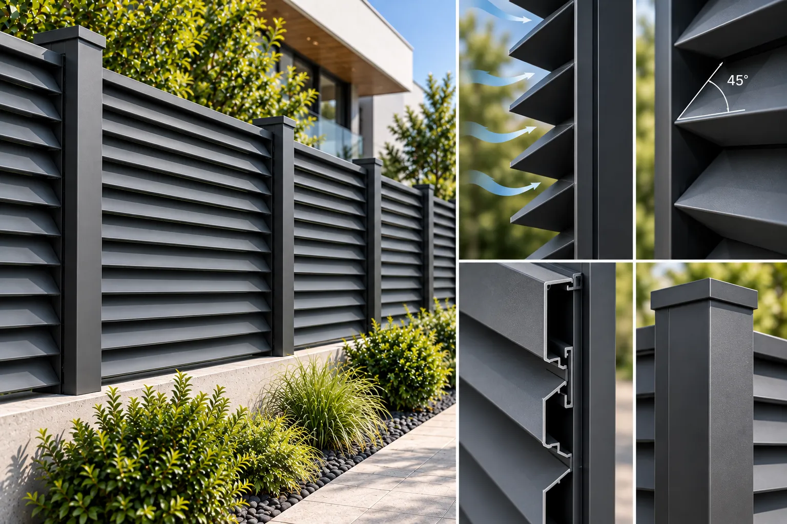 Louvered Aluminum Fence Privacy Screen Panels