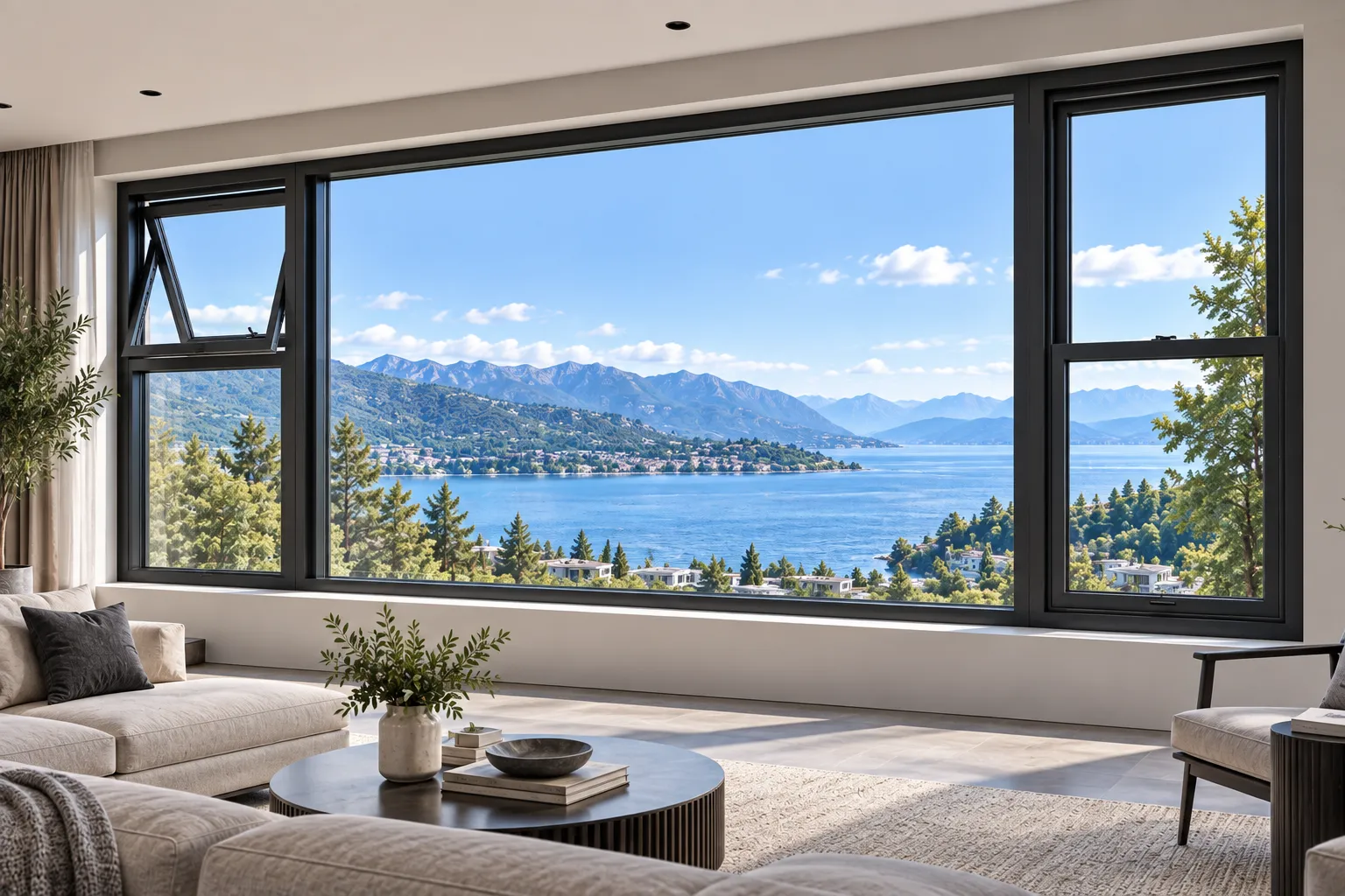 Fixed Panorama Bay Window with Awning Flankers
