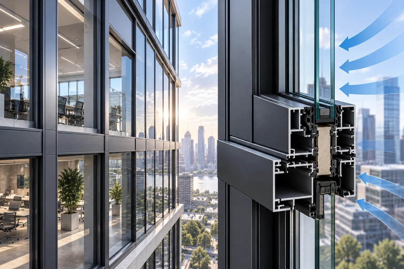 Multi-Chamber Thermal Break Hung Window Engineering Diagram