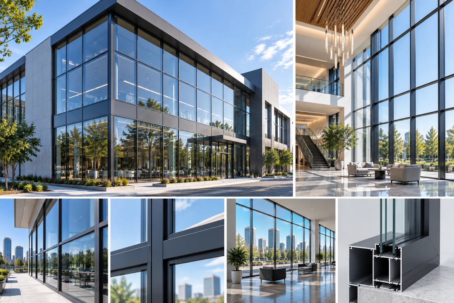 Commercial fixed aluminum window structural profile and reinforced mullion design