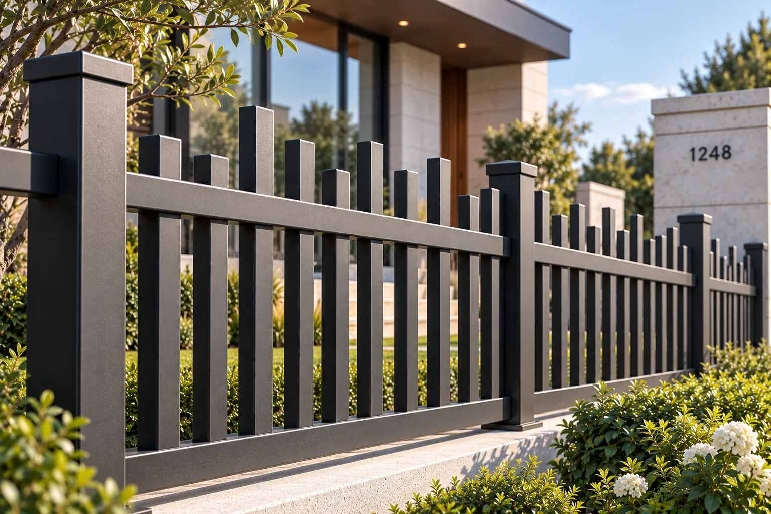 Staggered Alternating Height Aluminum Picket Fence