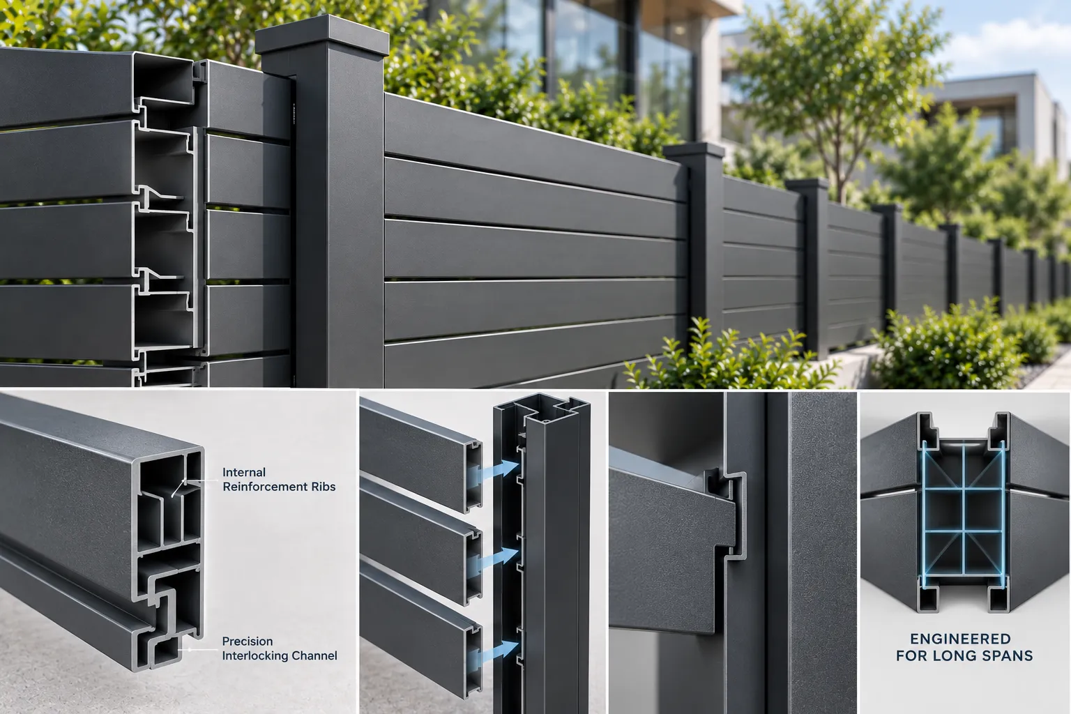 Architectural aluminum privacy fence material comparison