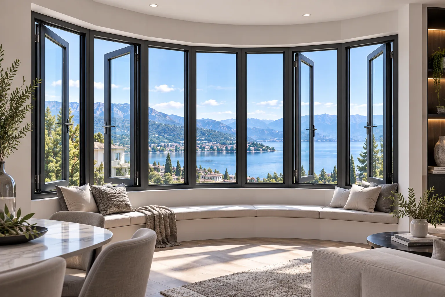 Full-Ventilating Multi-Lite Curved Bow Window Assembly
