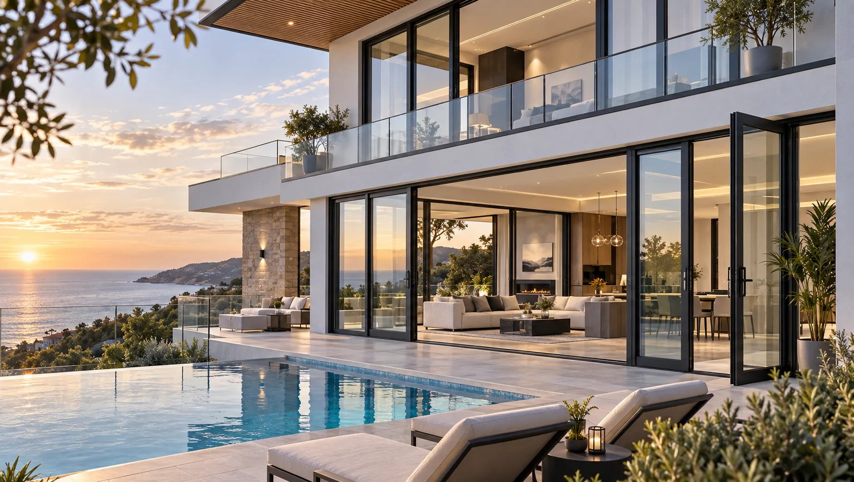 Luxury residential slimline sliding glass patio door and thermal break casement window