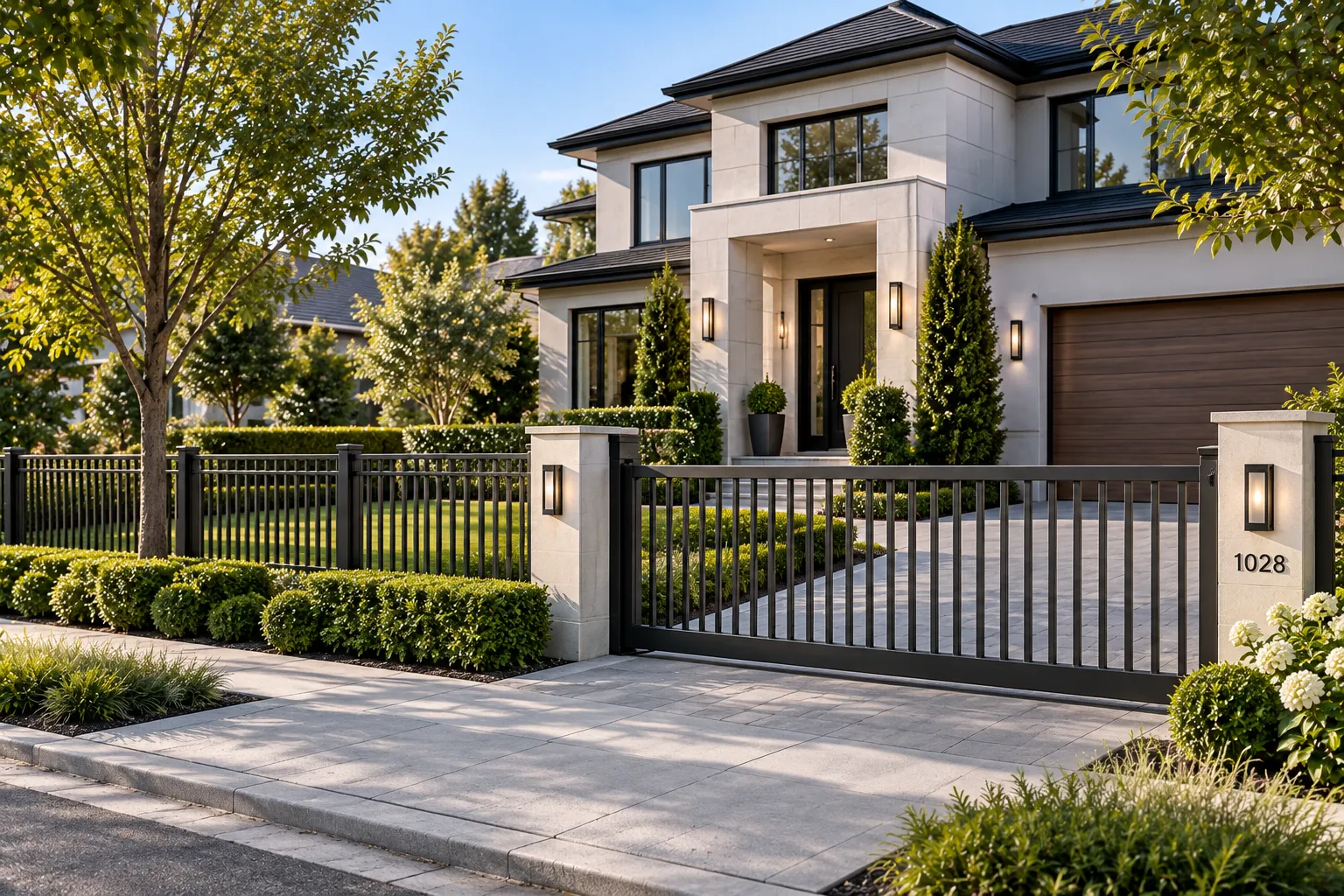 Residential Front Yard Architectural Aluminum Picket Fence