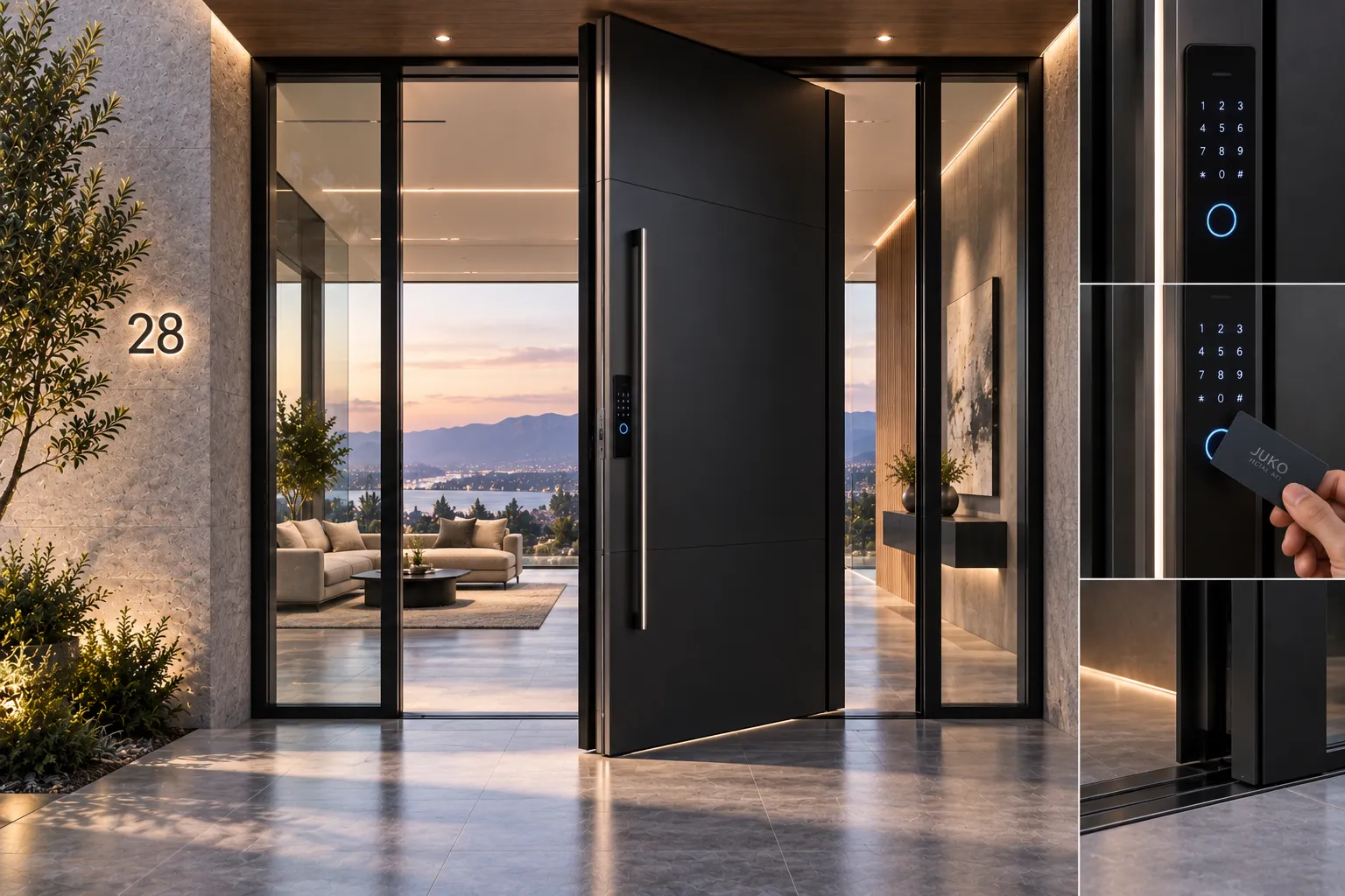 Smart integrated architectural pivot entrance door