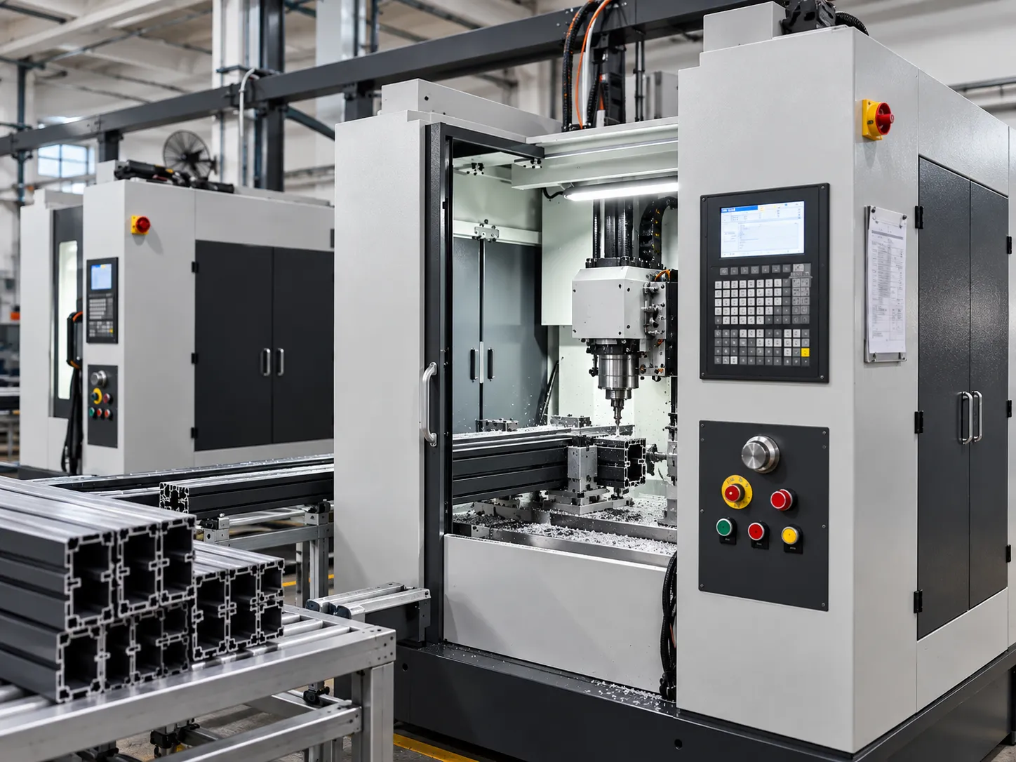 High-speed CNC double-head cutting saws and 4-axis machining centers