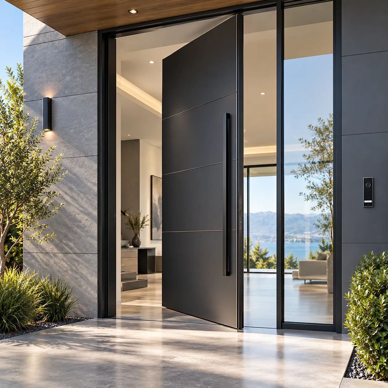 Monumental Aluminum Pivot Entrance Door Portal