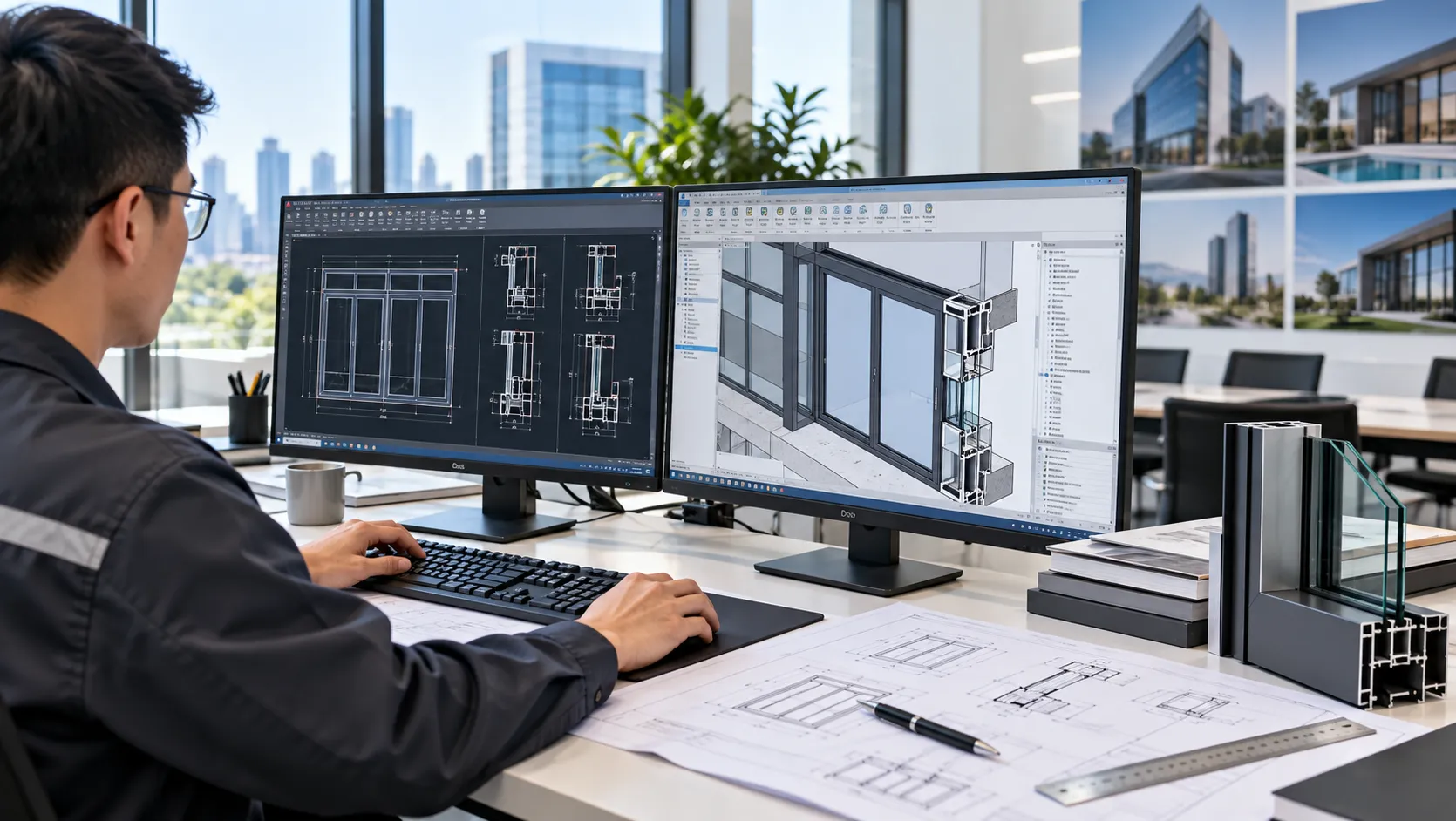 Architectural aluminum shop drawings and CAD modeling review