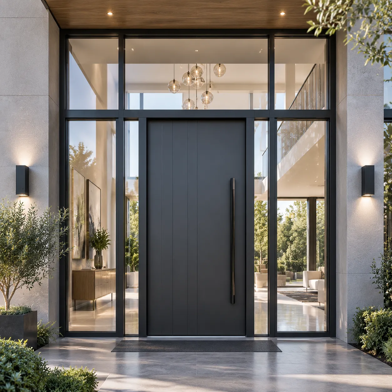 Custom sidelite and transom entrance configurations