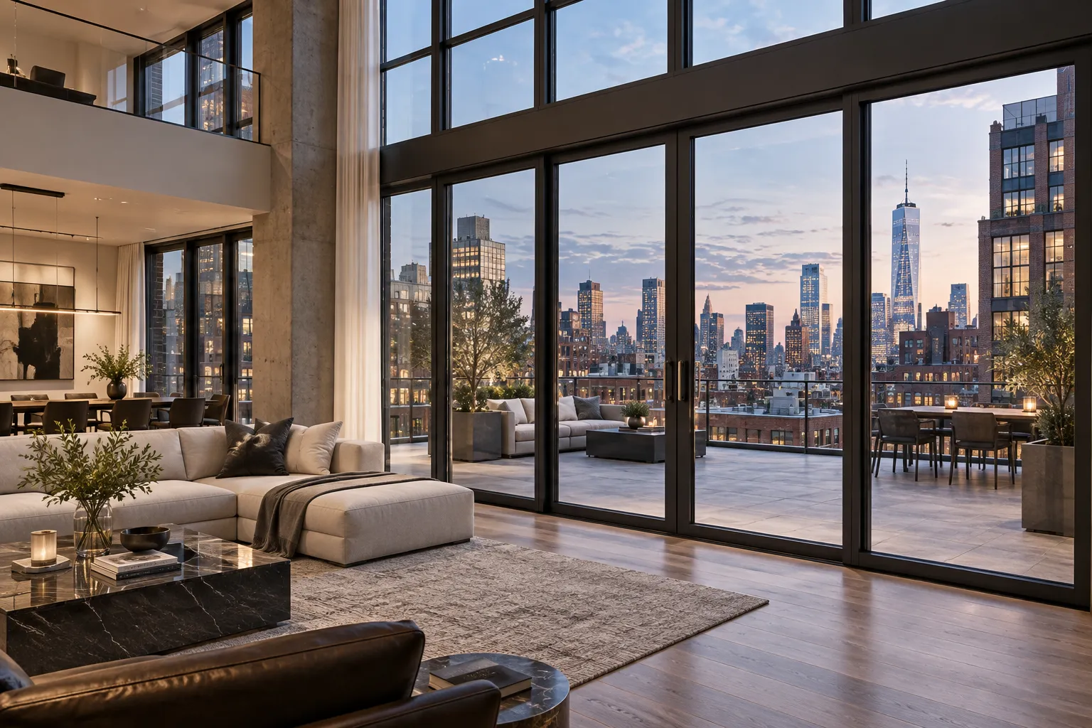 Acoustic interior French doors in contemporary urban loft