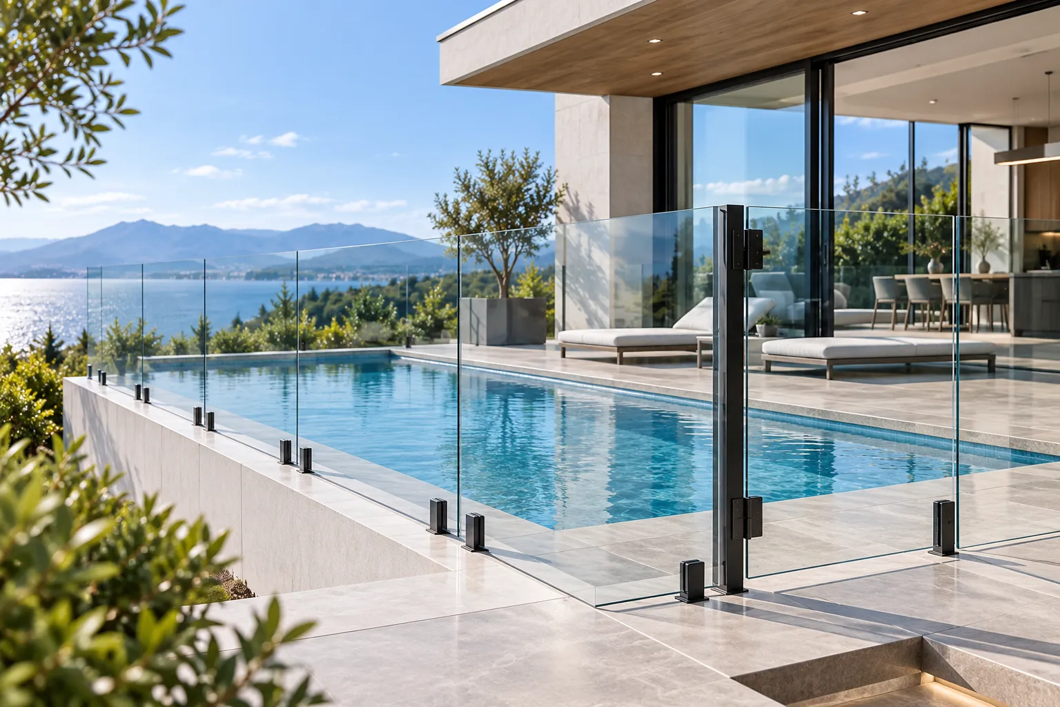 Frameless Glass and Architectural Aluminum Pool Safety Barrier
