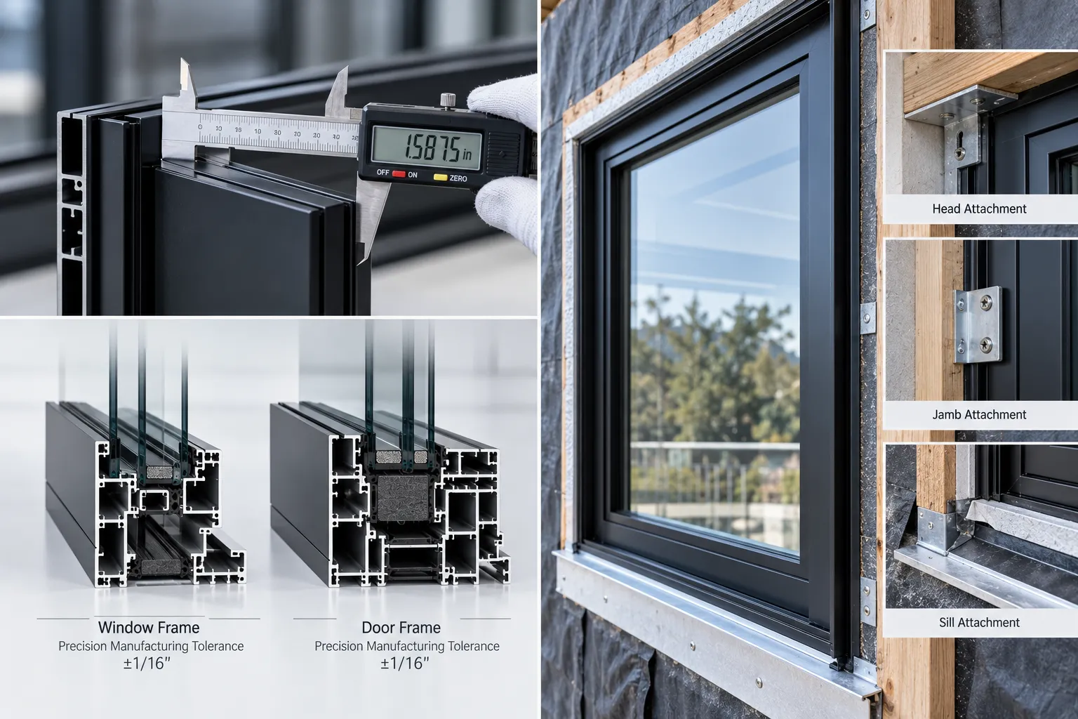 Detailed architectural cross section comparing new construction nail fin and retrofit flush fin installation