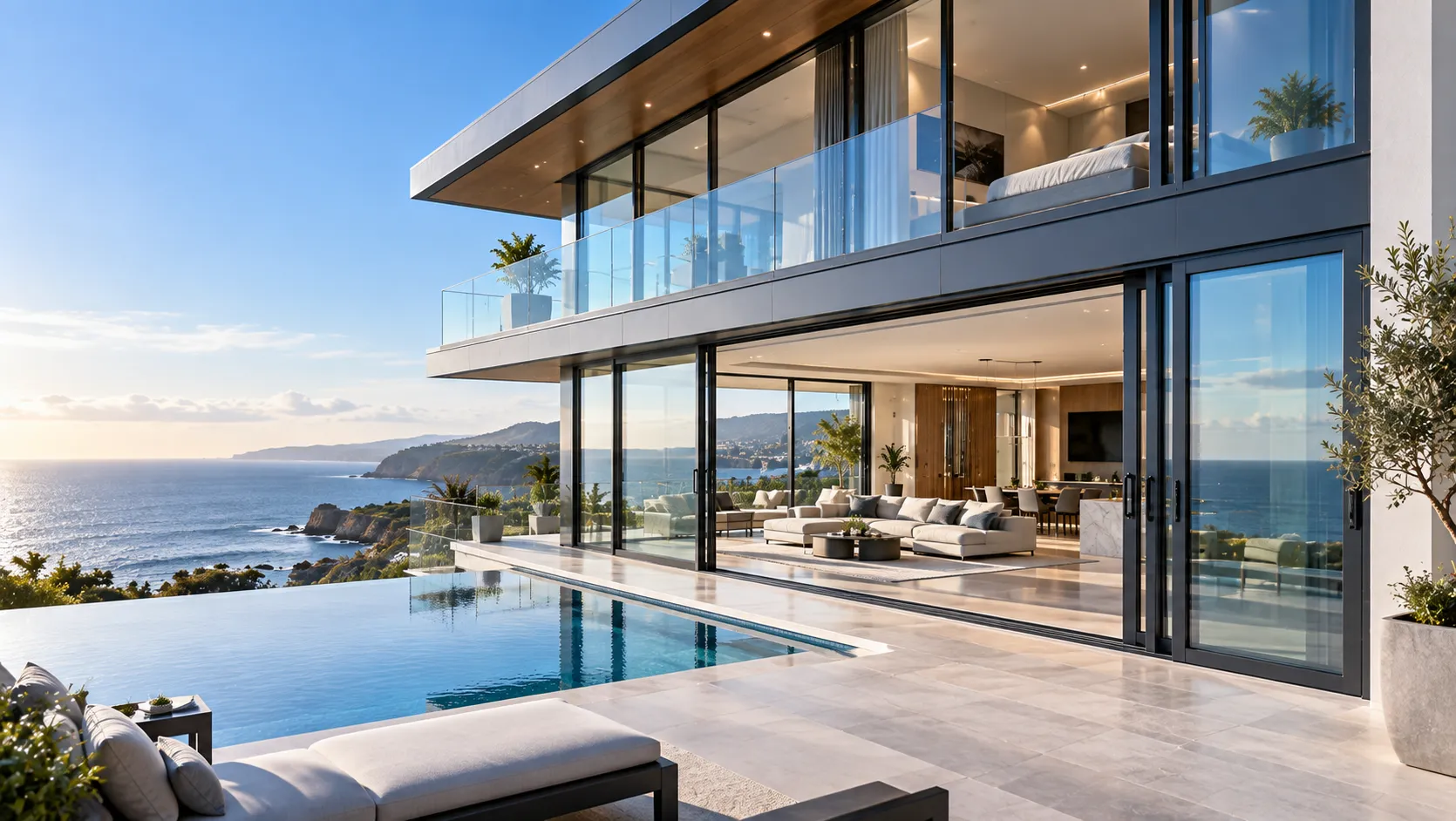 Coastal luxury villa fenestration project with lift and slide doors in Miami, Florida