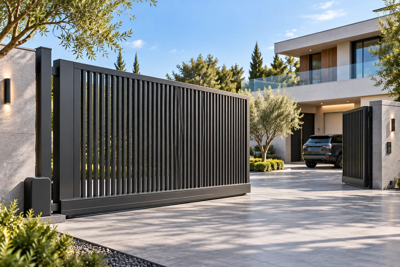 Heavy Motorized Cantilever Aluminum Driveway Security Gate